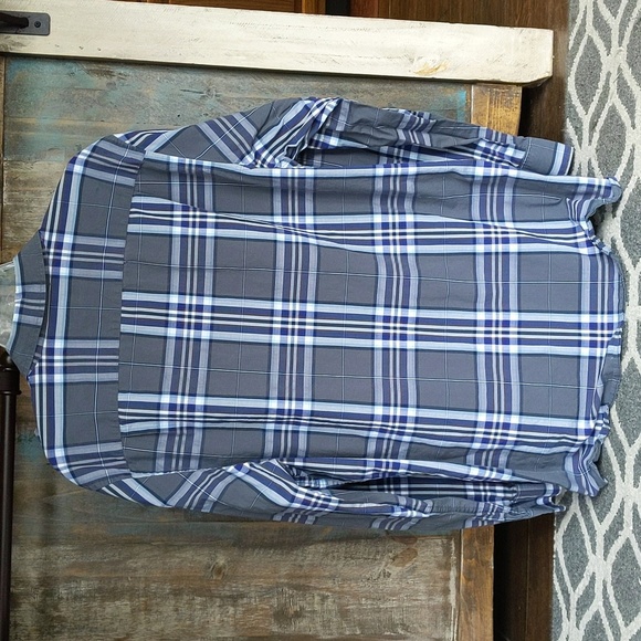 Banana Republic Gray/Blue Plaid Button Down Long Sleeve Shirt - Men's Large - Picture 5 of 5